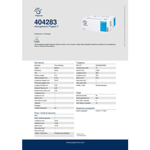 papernet-asciugamani-interfogliati-piegati-v-2-veli-21x22-cm-bianco-conf-15-fascette-210-pezzi-404283