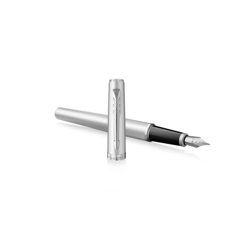 parker-penna-stilografica-meridian-cromata-finiture-cromate-pennino-medio-inchiostro-blu-confezione