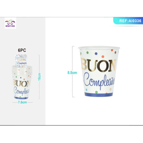party-go-bicchieri-carta-buon-compleanno-pois-colorati-27-ml-conf-6-pz-ai0336