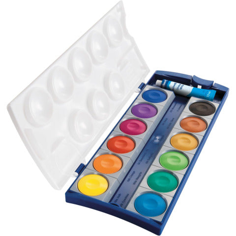 pelikan-acquarelli-premium-k12-12-godet-assortiti-tubetto-7-5-ml-bianco-tavolozza-720854