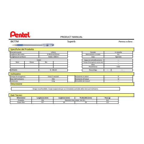 pentel-penna-sfera-superb-punta-media-1-mm-conf-12-pezzi-nero-bk77m-a
