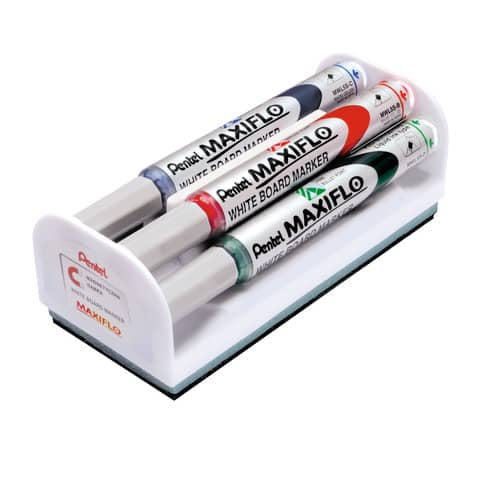 pentel-set-cancellino-4-marcatori-maxiflo-punta-conica-4-mm-colori-assortiti-mwl5s-4n