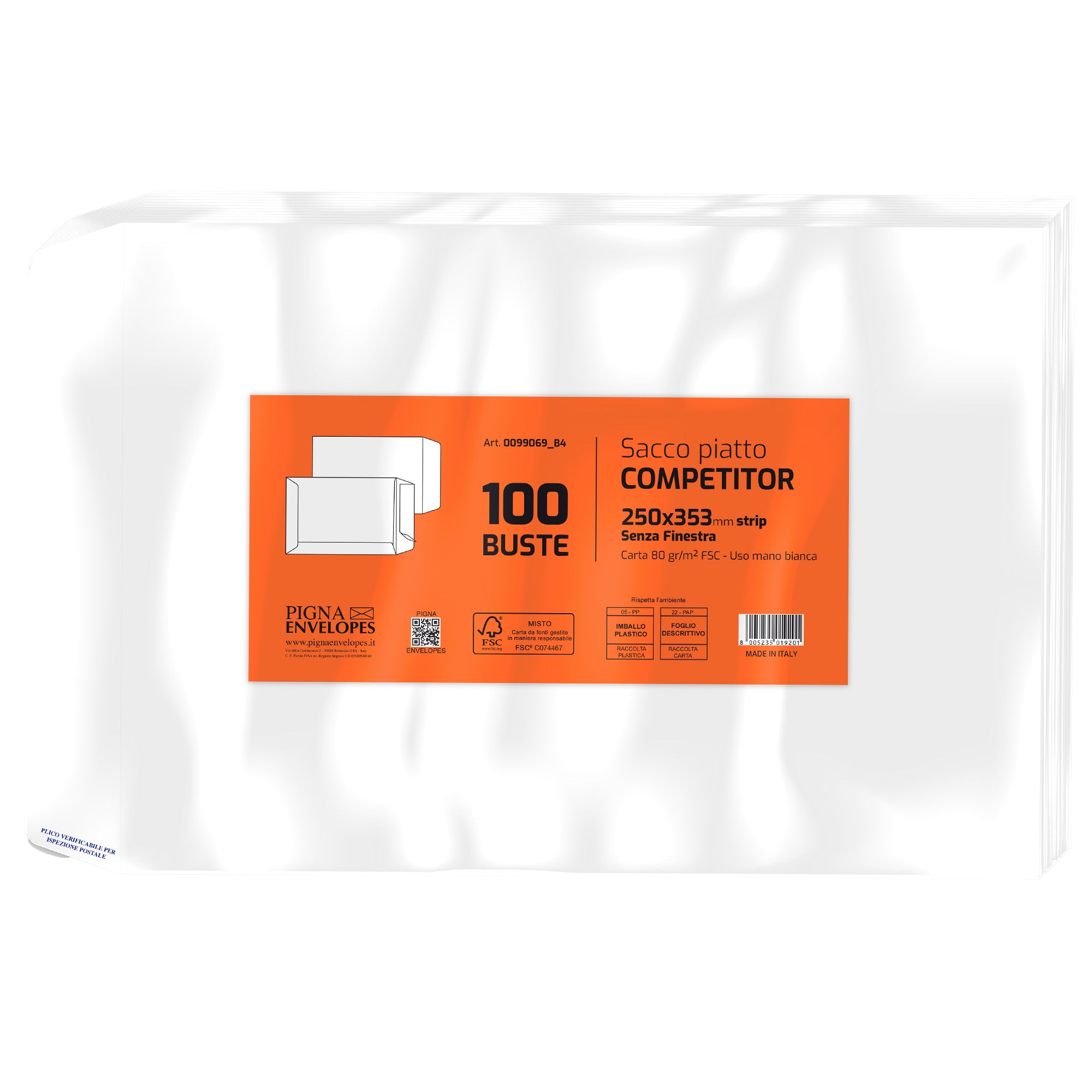 pigna-100-buste-sacco-competitor-fsc-bianca-strip-adesivo-250x353mm-80gr
