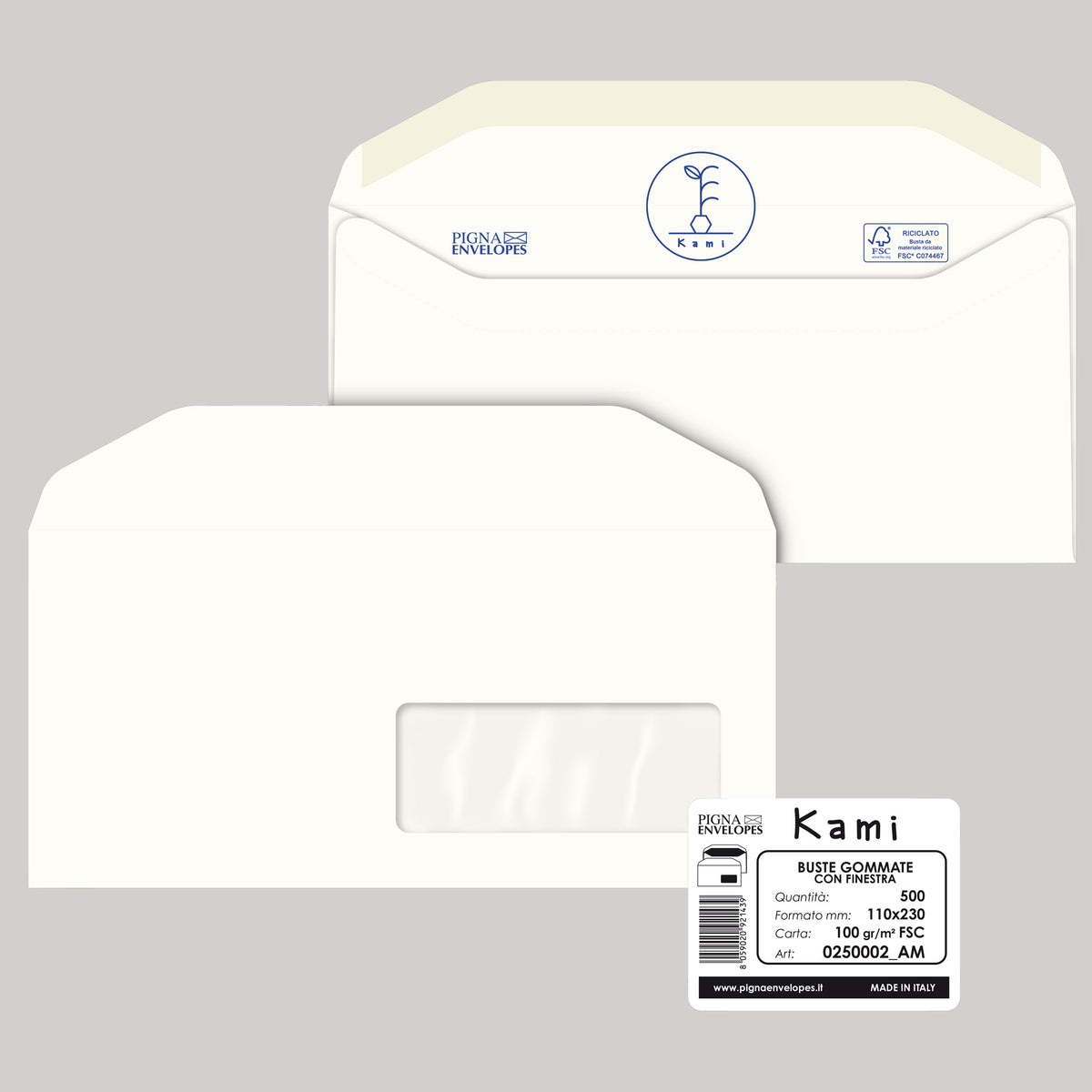 pigna-500-buste-bianche-carta-riciclata-110x230mm-finestra-100gr-kami