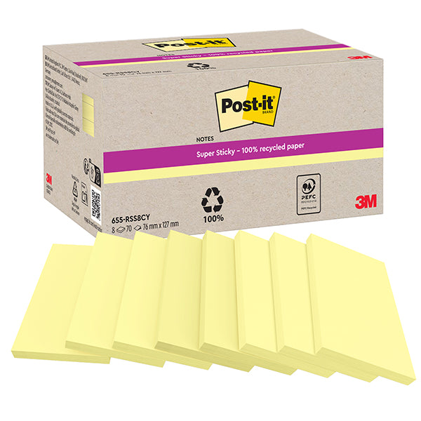 post-it-cf-8pz-blocco-70fg-supersticky-carta-riciclata-76x127mm-622r-ss8cy-gial