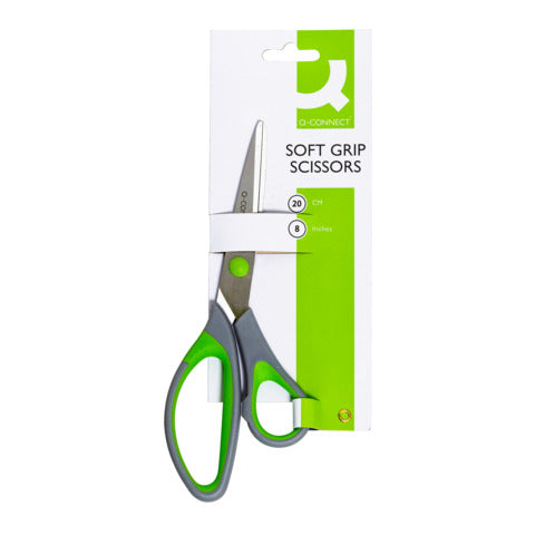 q-connect-forbici-blister-softgrip-lame-asimmetriche-grigio-verde-20-cm-kf00754