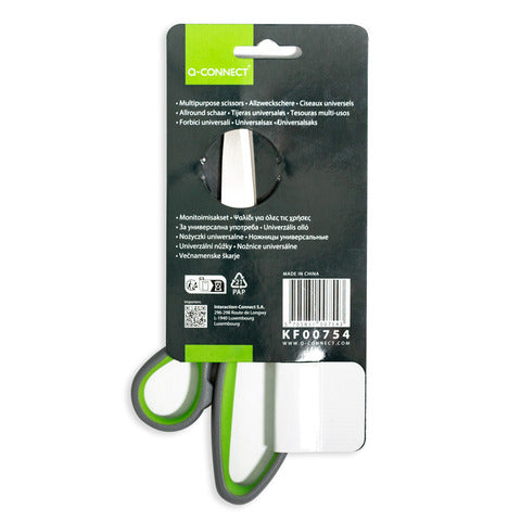 q-connect-forbici-blister-softgrip-lame-asimmetriche-grigio-verde-20-cm-kf00754