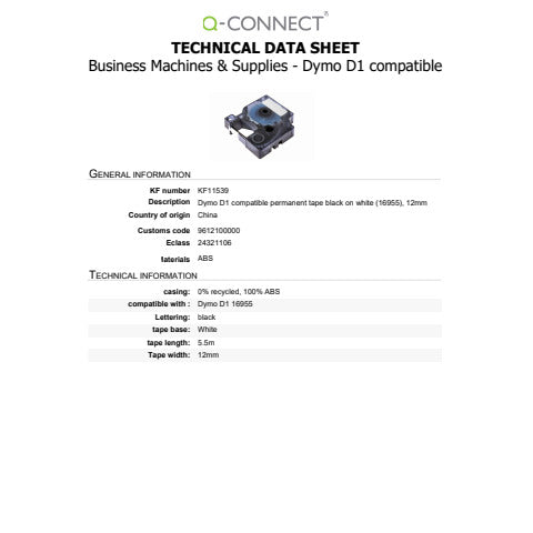 q-connect-nastro-compatibile-etichettatrici-dymo-d1-nylon-flessibile-permanente-12-mm-x-5-5-m-nero-bianco