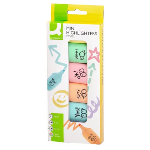 q-connect-set-mini-evidenziatori-colori-assortiti-pastello-conf-6-pezzi-kf17419