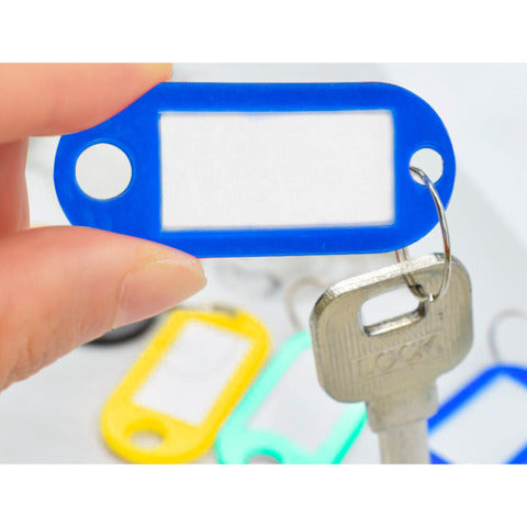 q-connect-targhetta-portachiavi-standard-plastica-5x2-2-cm-blu-confezione-10-pezzi-kf10872