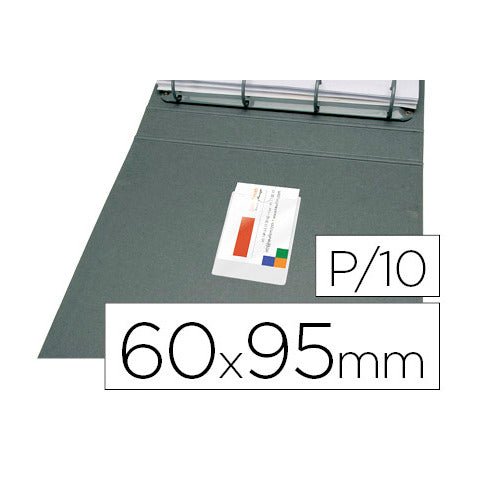 q-connect-tasche-adesive-portabiglietti-ppl-60x95-mm-trasparente-apertura-lato-corto-conf-10-kf27038