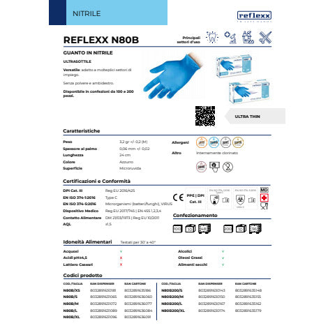 reflexx-guanti-monouso-nitrile-senza-polvere-pulizia-igiene-ambidestri-tg-xs-dpi-cat-iii-conf-100-pz-n80b-xs