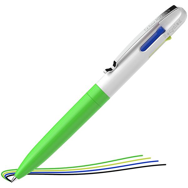 schneider-penna-sfera-take-4-quattro-colori-punta-m-fusto-verde-fluo