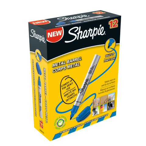 sharpie-marcatore-permanente-metal-punta-tonda-1-4-mm-conf-12-blu-s0945730