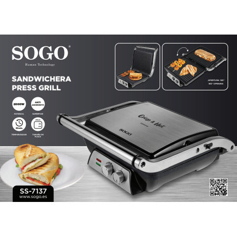 sogo-sandwichera-4-fette-apertura-180-copertura-acciaio-inox-2000-w-san-ss-7137