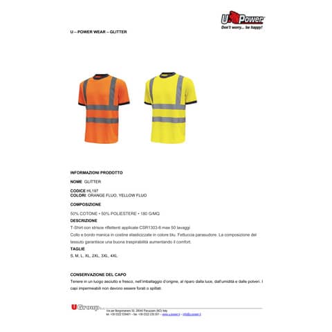 u-power-ec-t-shirt-alta-visibilita-glitter-cotone-poliestere-giallo-fluo-taglia-l-hl197yf-glitter-l