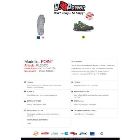 u-power-scarpe-antinfortunistiche-basse-point-s1p-nylon-grigio-verde-n-42-rl20036-point-s1p-42