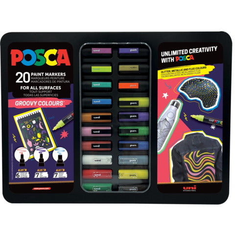 uni-posca-valigetta-metallo-posca-groovy-colours-20-marcatori-tempera-colori-assortiti-m-groovy-20p